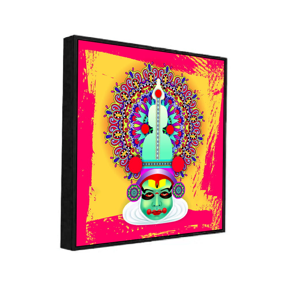 Traditional Kathakali Canvas Wall Painting with Floating Frame