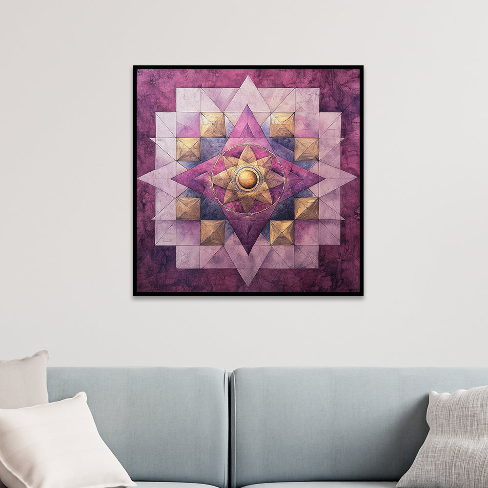 Spiritual Geometric Mandala Canvas Wall Painting for Meditation, Home, or Yoga Room