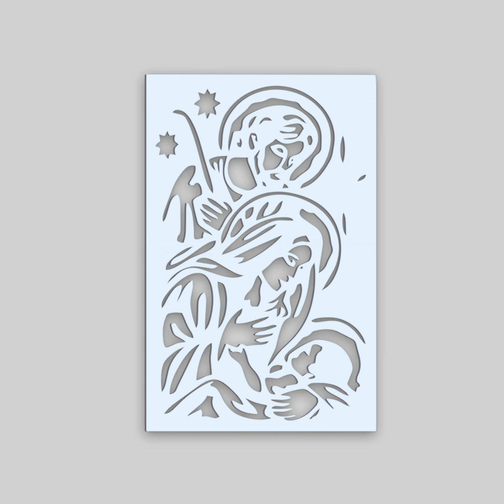 Baby Jesus Virgin Mary Joseph Holy Family Backlit Wooden Wall Hanging with LED Night Light Walnut Finish