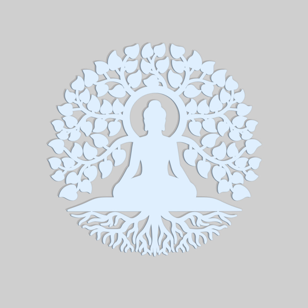 Meditating Lord Buddha Art Backlit Wooden Wall Hanging with LED Night Light Walnut Finish