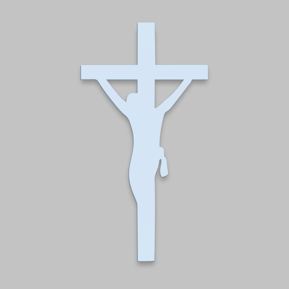 Jesus Crosses Backlit Wooden Wall Hanging with LED Night Light Walnut Finish