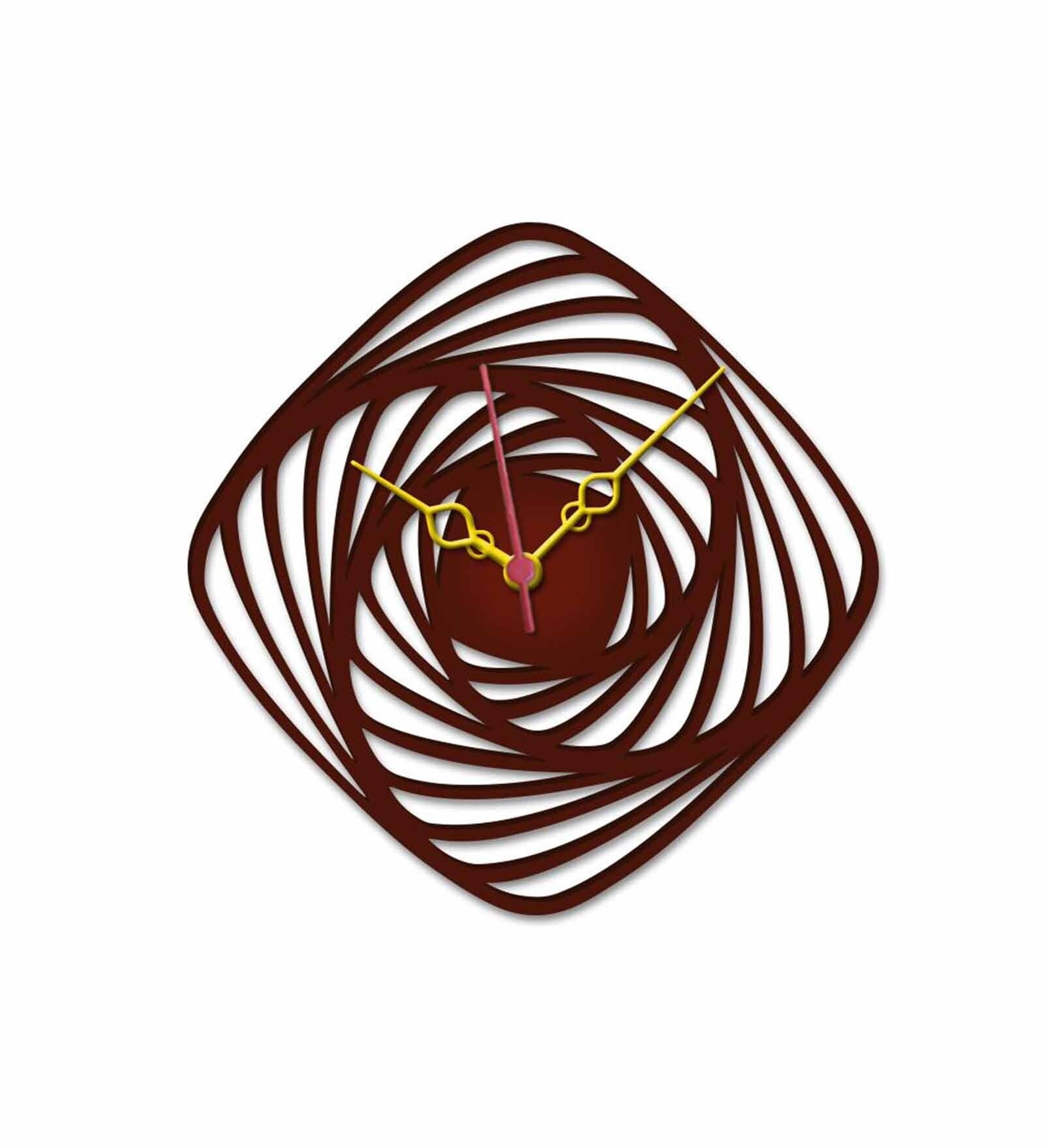 Brown MDF Geometric Modern Wall Clock