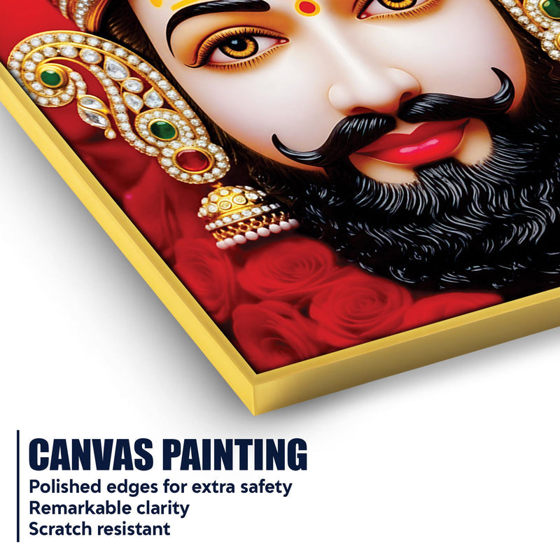 Khatu Shyam Ji Red Background Canvas Painting Devotional Wall Art