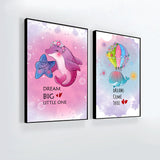 Cute Animal Dolphin With Starfish And Stingray Happy Flying Frame Set Of 3