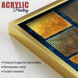 Line Art Golden Shapes Acrylic Floating Wall Painting Set of 2