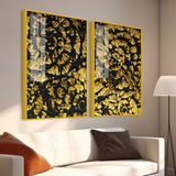 Luxurious Abstract Golden Textural Art Acrylic Floating Wall Painting Set of 2