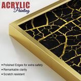 Luxury Black and Gold Marble Texture Acrylic Floating Wall Painting Set of 2