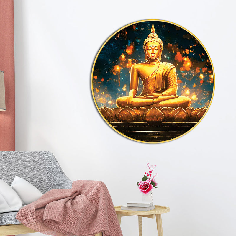 Luxury Gautam Buddha Round Wall Painting