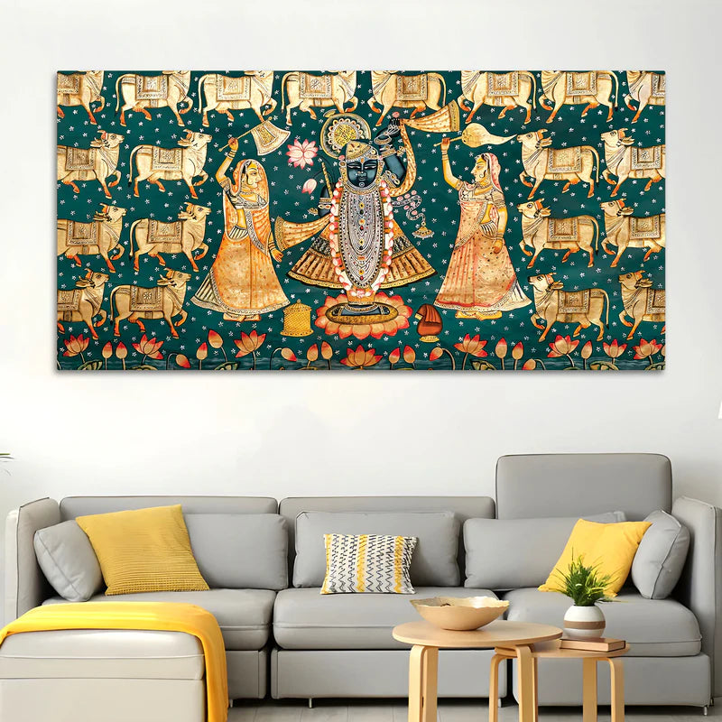 Luxury Nathdwara Shrinathji Krishna Wall Painting