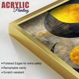 Modern Luxurious Golden Shapes Acrylic Floating Wall Painting Set of 2