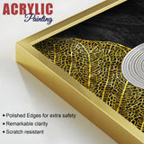 Modern Nordic Black and Golden Acrylic Floating Wall Painting Set of 2