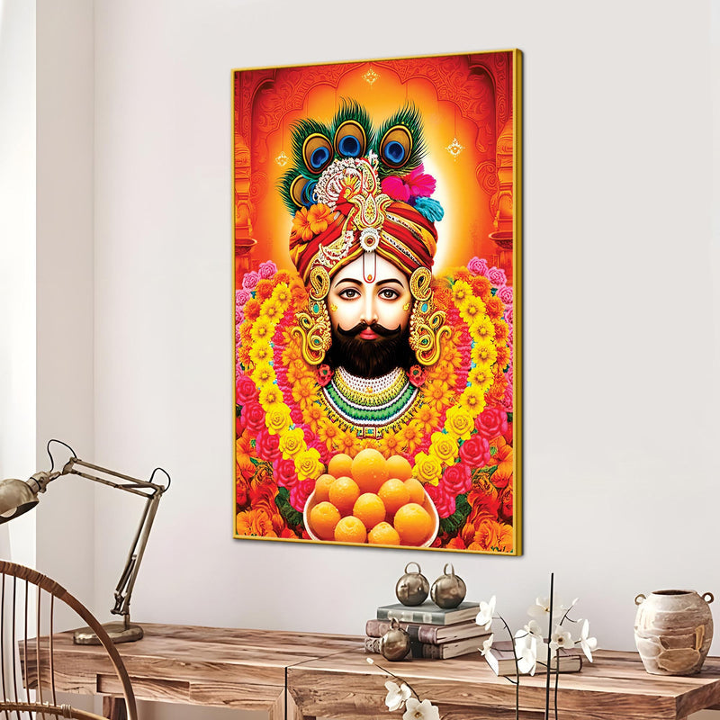 Royal Khatu Shyam Ji Canvas Painting Traditional Wall Decor