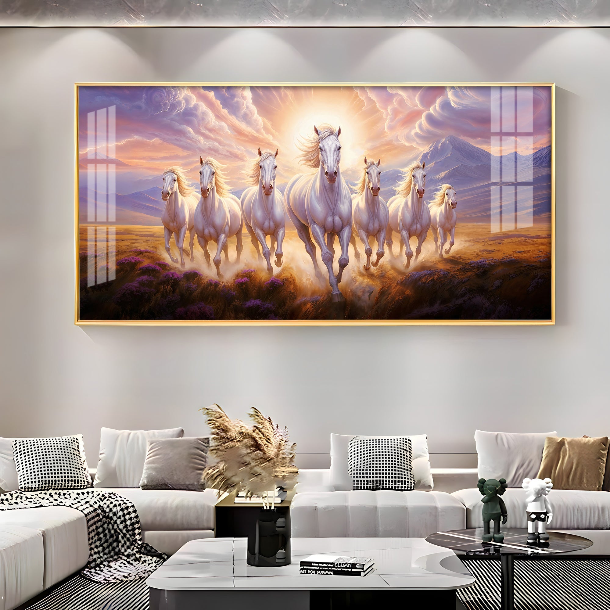 Running Horses Acrylic Wall Painting – Large Canvas Horse Wall Art for Living Room