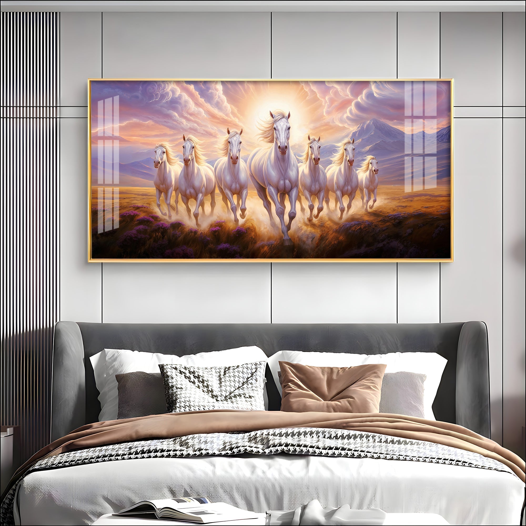 Running Horses Acrylic Wall Painting – Large Canvas Horse Wall Art for Living Room