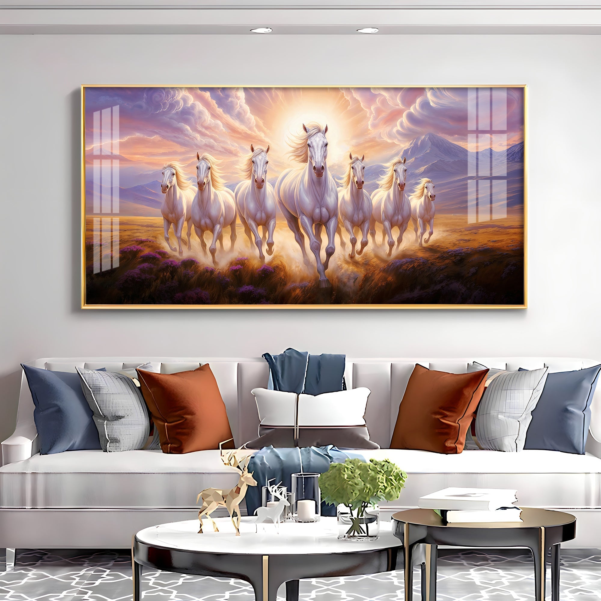 Running Horses Acrylic Wall Painting – Large Canvas Horse Wall Art for Living Room