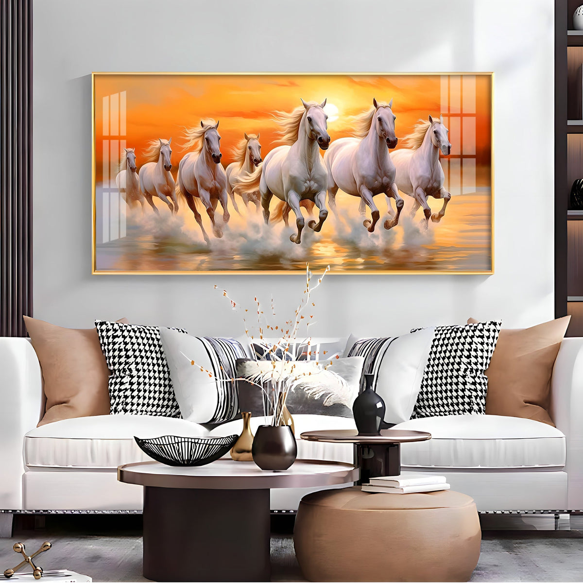 Abstract Horses Acrylic Wall Painting – Modern Art Horse Wall Décor