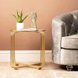 Sleek Designer Golden Metal Finish Side Table