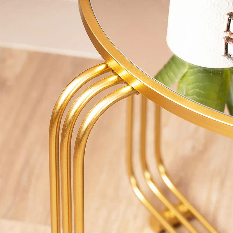 Sleek Designer Golden Metal Finish Side Table