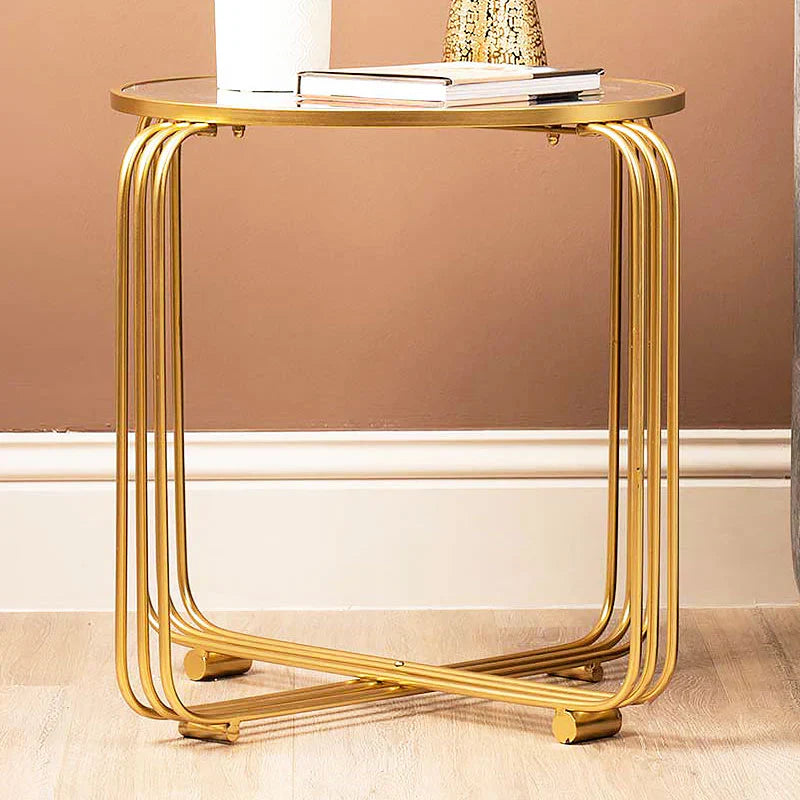 Sleek Designer Golden Metal Finish Side Table