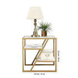 Square Shape Stylish Artistic Side Table with Golden Metal Finish