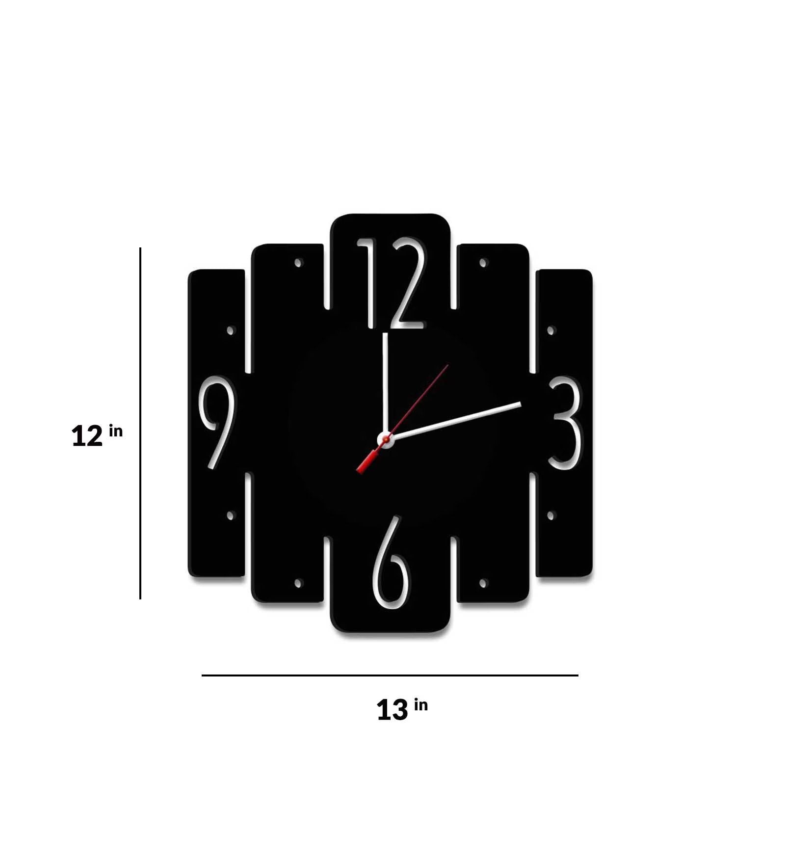 Black MDF Zig Zag Modern Wall Clock