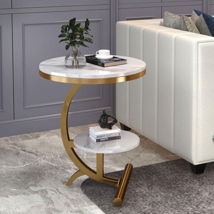 Two-Tier Stylish Round Contemporary Side Table