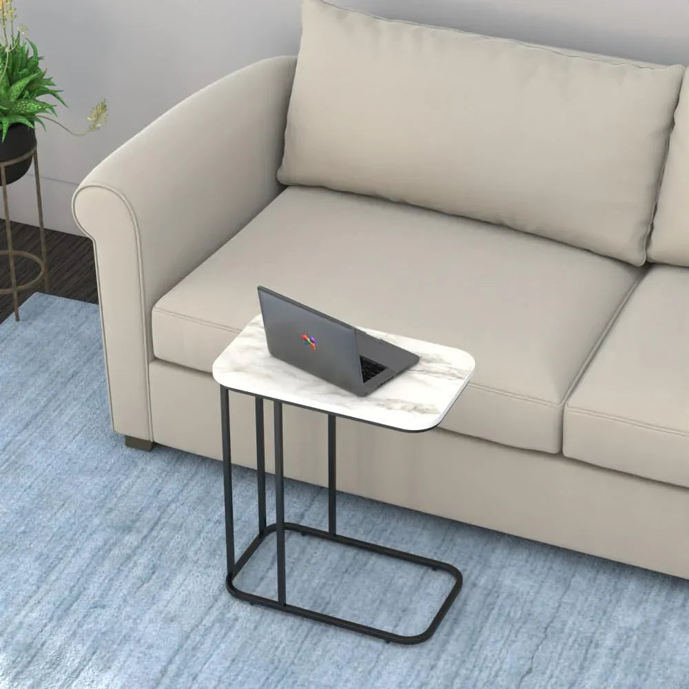 Minimalist Stylish Artistic Designer Side Table with Black Metal Finish