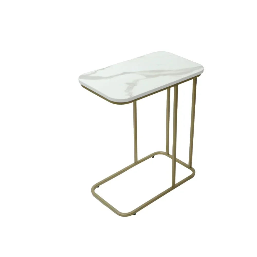 Minimalist Stylish Artistic Designer Side Table with Golden Metal Finish