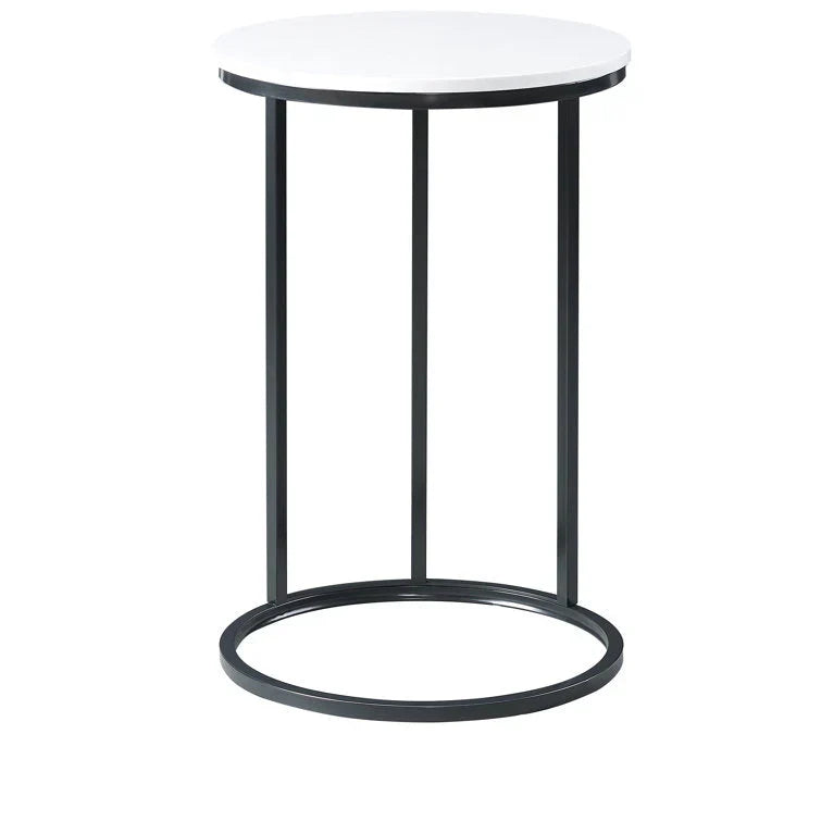 Round White Marble Designer Side Table