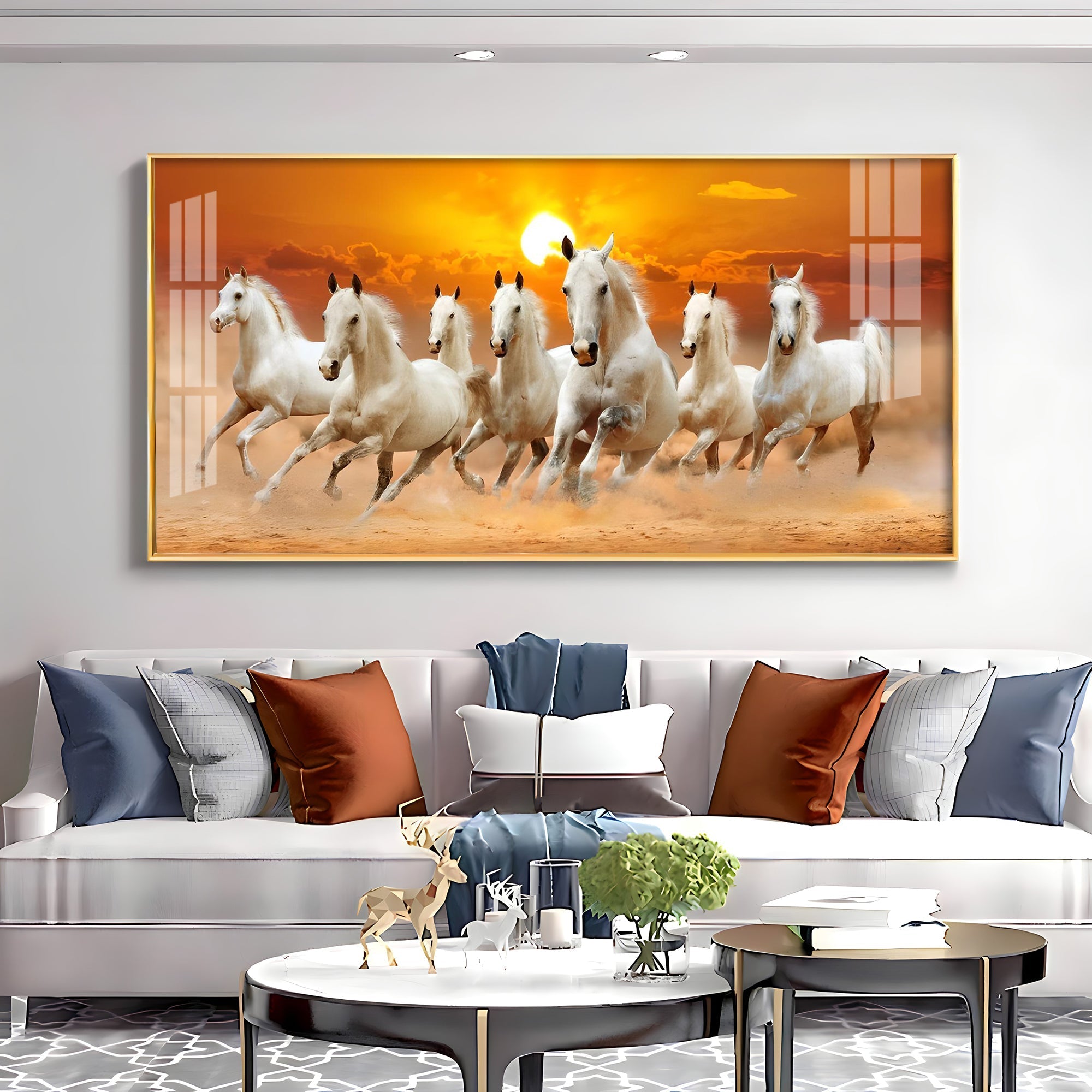 Abstract Horse Acrylic Wall Painting – Modern Horse Canvas Art for Home