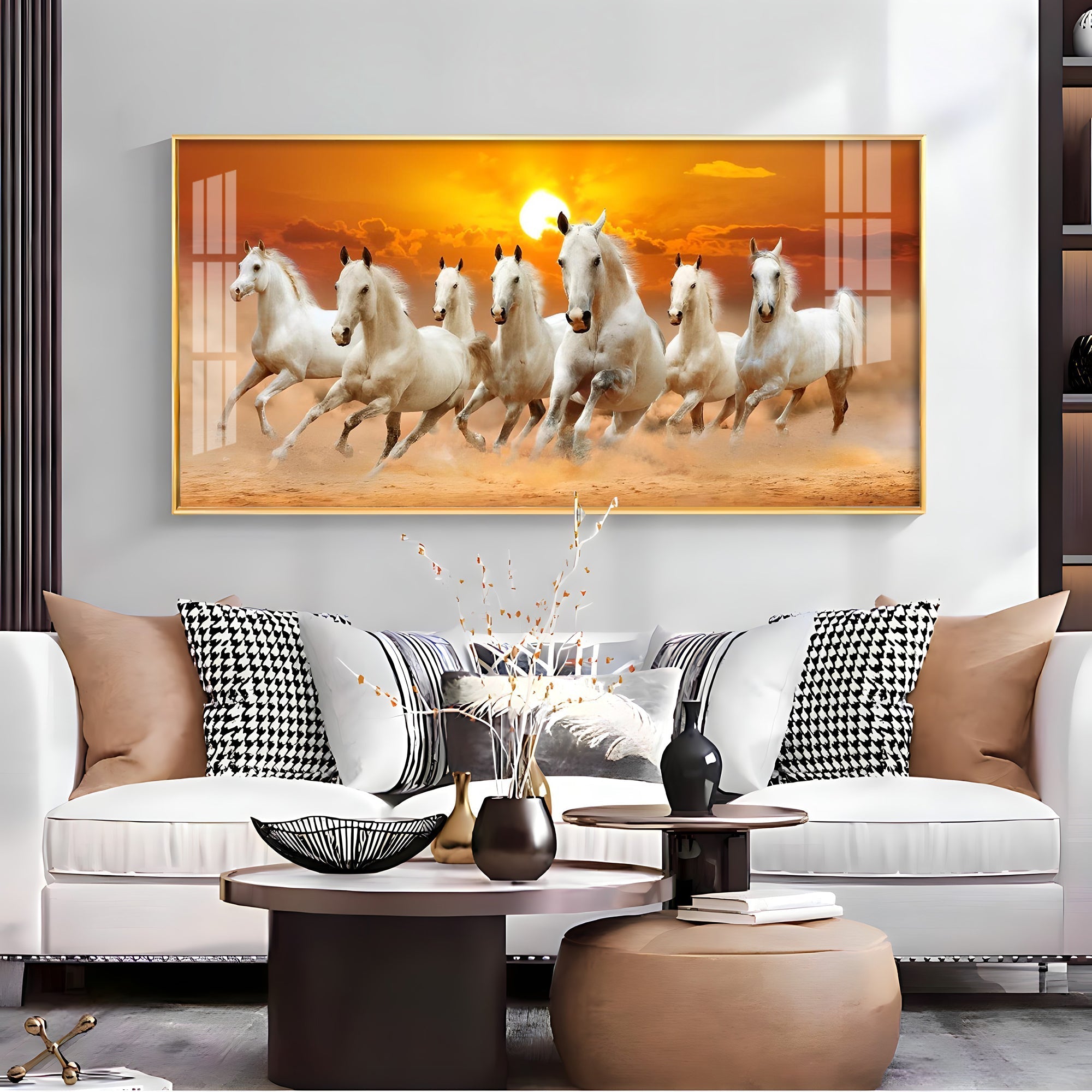Abstract Horse Acrylic Wall Painting – Modern Horse Canvas Art for Home