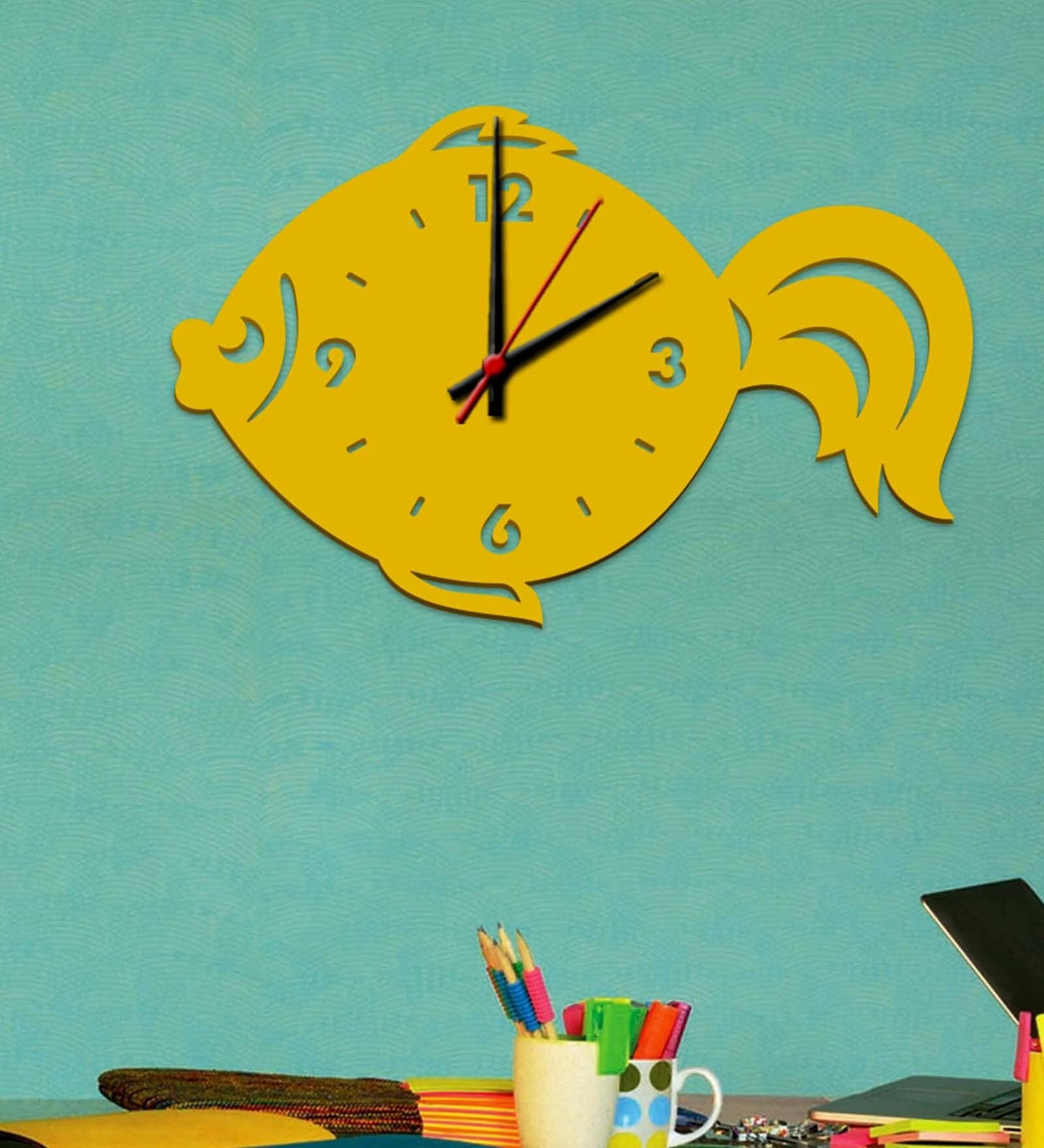 Fish Design MDF Modern Analog Wall Clock